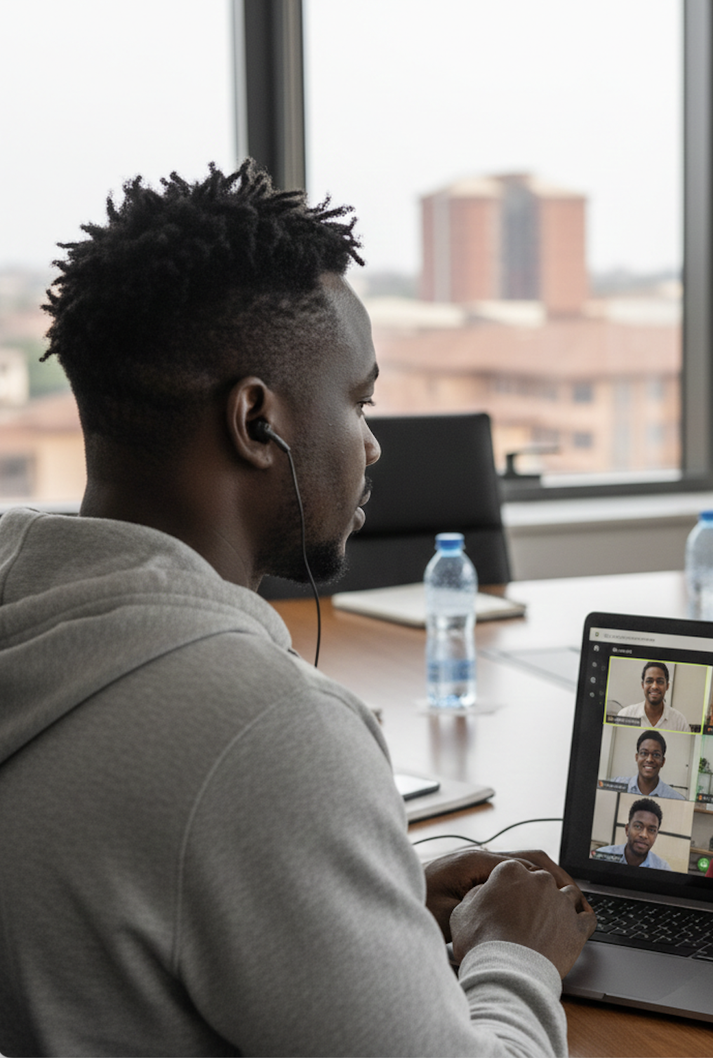 Remote meeting on laptop