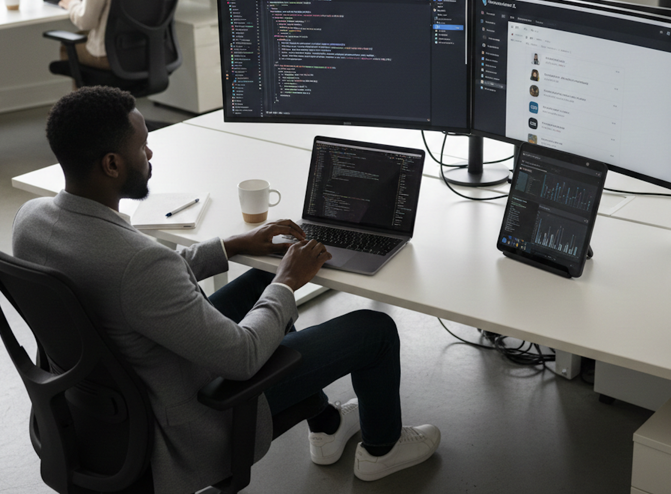 Developer at multiple screens